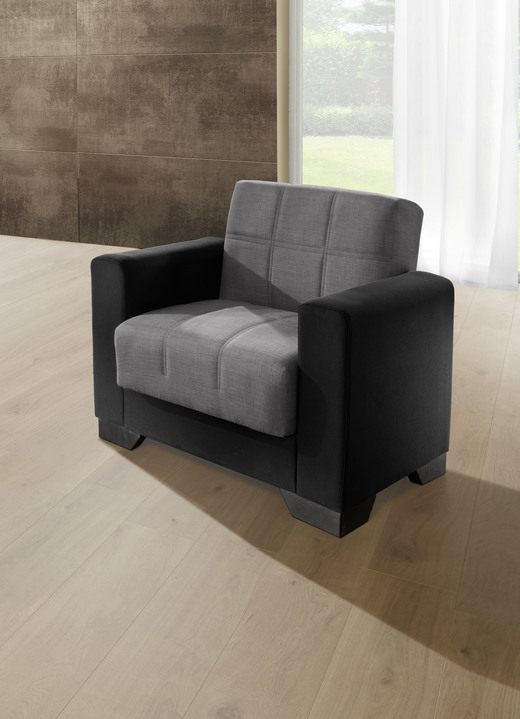 Polstergruppen - Moderne Polstermöbel mit Zierkissen, in Farbe SCHWARZ-GRAU, in Ausführung Sessel Ansicht 1