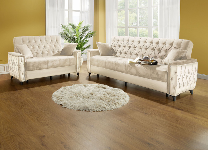 Sessel - Polstermöbel mit Bettkasten und Liegefunktion, in Farbe CREME, in Ausführung Sessel mit Funktion Ansicht 2