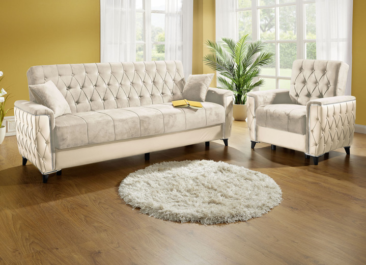 Sessel - Polstermöbel mit Bettkasten und Liegefunktion, in Farbe CREME, in Ausführung Sessel mit Funktion Ansicht 3