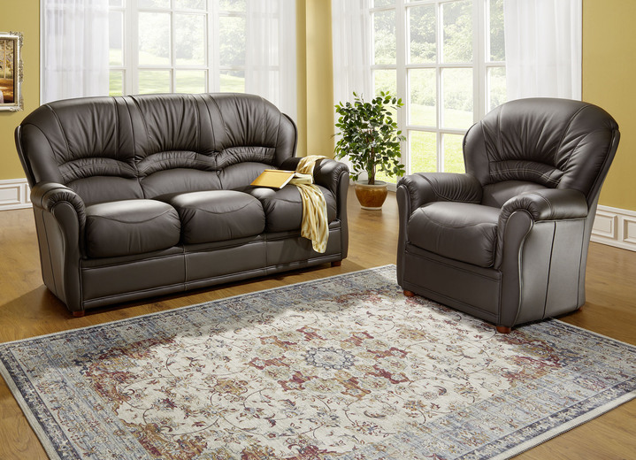 Sessel - Polstermöbel mit Bezug aus echtem Leder, in Farbe TAUPE, in Ausführung Ledersessel Ansicht 8