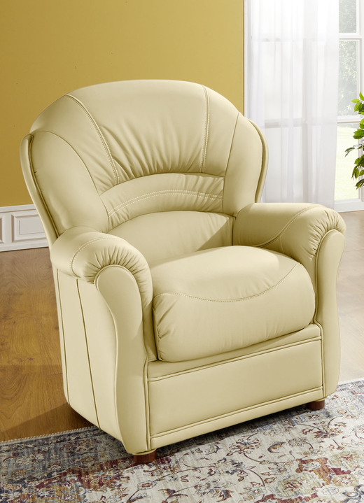 Sessel - Polstermöbel mit Bezug aus echtem Leder, in Farbe TAUPE, in Ausführung Ledersessel Ansicht 6