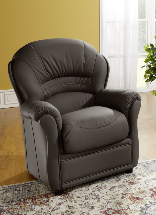 Sessel - Polstermöbel mit Bezug aus echtem Leder, in Farbe TAUPE, in Ausführung Ledersessel Ansicht 10