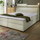 Boxspringbetten - Boxspringbett auf hochwertigem Echtholzgestell, in Farbe CREME – Farbe CREME – Ansicht 1