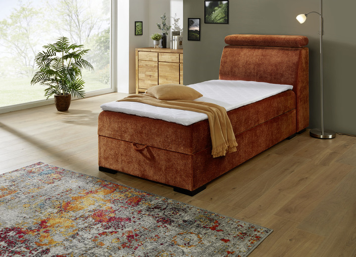 Boxspringbetten - Boxspringbett auf hochwertigem Echtholzgestell, in Farbe TERRAKOTTA Ansicht 1