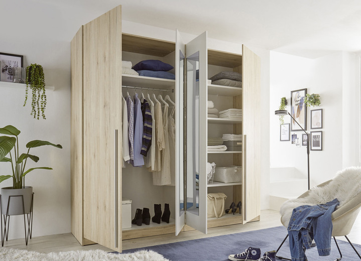 Schlafzimmerschränke - Moderner und formschöner Kleiderschrank, in Farbe SAN REMO EICHE-WEISS Ansicht 1
