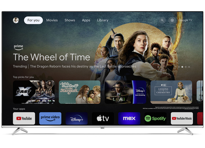 Fernseher - Sharp 70GP6260E. Rahmenloser 4K-Ultra-HD-QLED-Google-TV Ansicht 2 Fernseher - Sharp 70GP6260E. Rahmenloser 4K-Ultra-HD-QLED-Google-TV, in Farbe SCHWARZ Ansicht 2