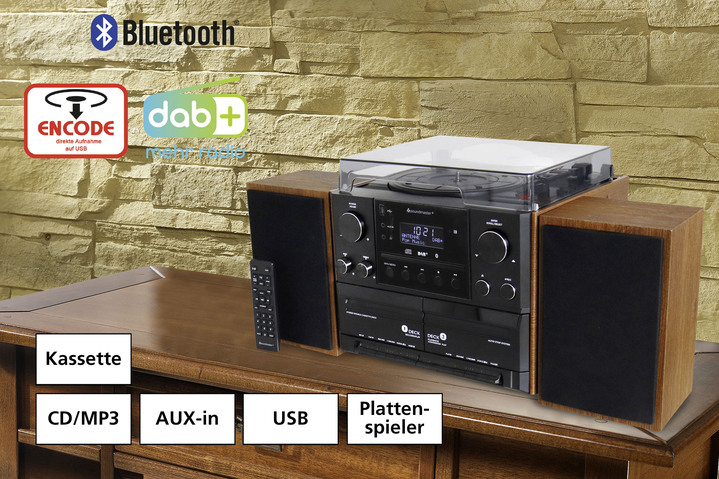 Nostalgiegeräte - Nostalgie-Stereoanlage mit Fernbedienung, in Farbe SCHWARZ Ansicht 3