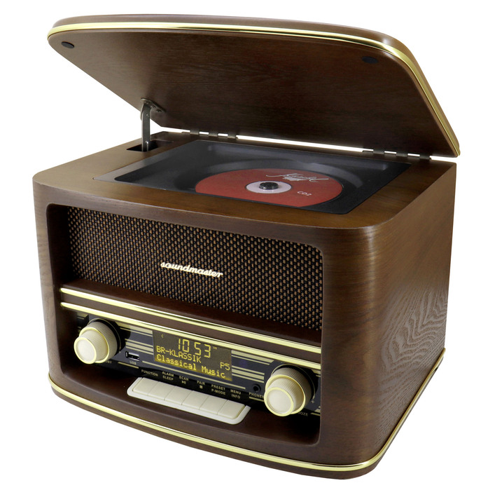 - „soundmaster“ Nostalgie-Stereoanlage im Echtholzgehäuse, in Farbe BRAUN Ansicht 2