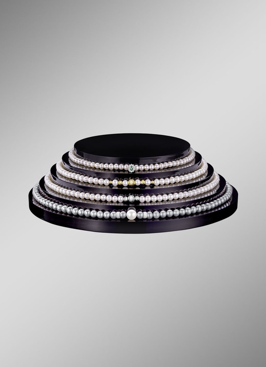 Halsketten - Halskette mit grauen und weißen Süßwasser-Zuchtperlen, in Farbe  Ansicht 3