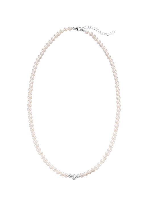 Halsketten - Halskette mit Süßwasser-Zuchtperlen und diamantierten Kugeln, in Farbe  Ansicht 2
