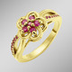 Ringe - Vergoldeter Damenring mit echt Rubin, in Größe 160 bis 220, in Farbe  – Ansicht 1
