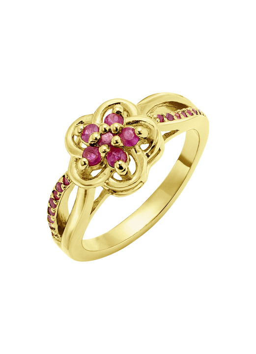 Ringe - Vergoldeter Damenring mit echt Rubin, in Größe 160 bis 220, in Farbe  Ansicht 2