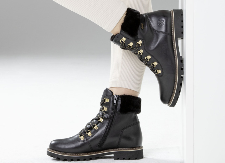 Stiefel & Stiefeletten - Remonte Schnür-Stiefelette mit Plüschkragen, in Größe 036 bis 042, in Farbe SCHWARZ Ansicht 5