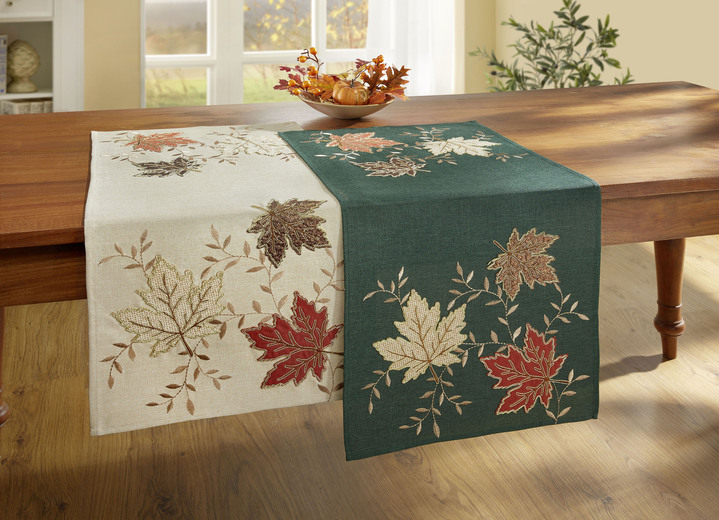 Heimtextilien - Herbstliche Tisch- und Raumdekoration mit aufwendigen Applikationen, in Größe 101 (Läufer, 35/ 70 cm) bis 404 (Kissenbezug, 40/ 40 cm), in Farbe ECRU Ansicht 2