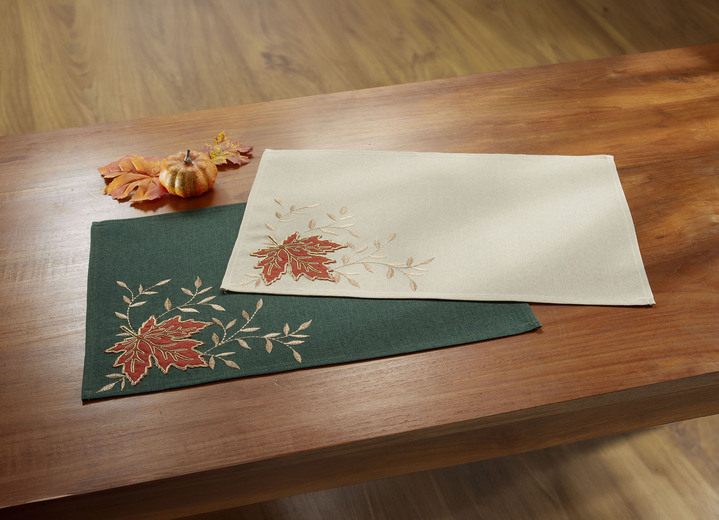 Heimtextilien - Herbstliche Tisch- und Raumdekoration mit aufwendigen Applikationen, in Größe 101 (Läufer, 35/ 70 cm) bis 404 (Kissenbezug, 40/ 40 cm), in Farbe ECRU Ansicht 3