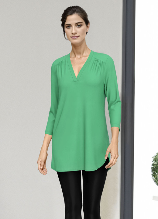 Tuniken - Shirt-Tunika mit V-Ausschnitt, in Größe L bis XXL, in Farbe GRÜN