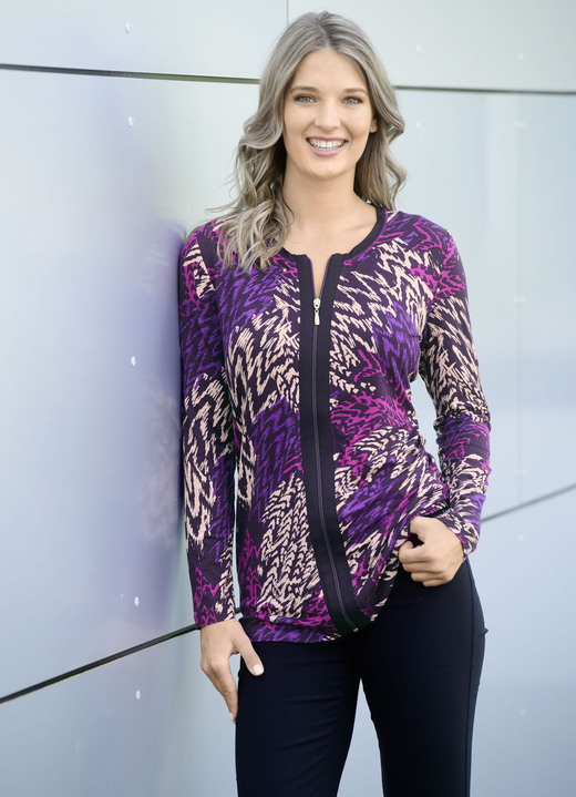 SALE - Shirtjacke mit praktischem Reißverschluss, in Größe 038 bis 054, in Farbe LILA-FUCHSIA-ALTROSÉ Ansicht 1