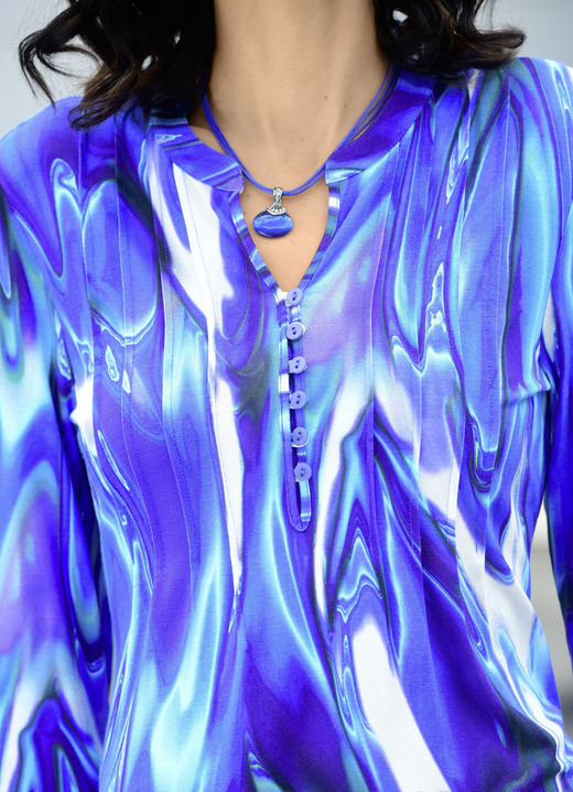 Tuniken - Shirt-Tunika mit attraktiver Biesenzier Ansicht 2 Tuniken - Shirt-Tunika mit attraktiver Biesenzier, in Größe 036 bis 054, in Farbe ROYALBLAU-WEISS-SMARAGDGRÜN-BUNT Ansicht 2