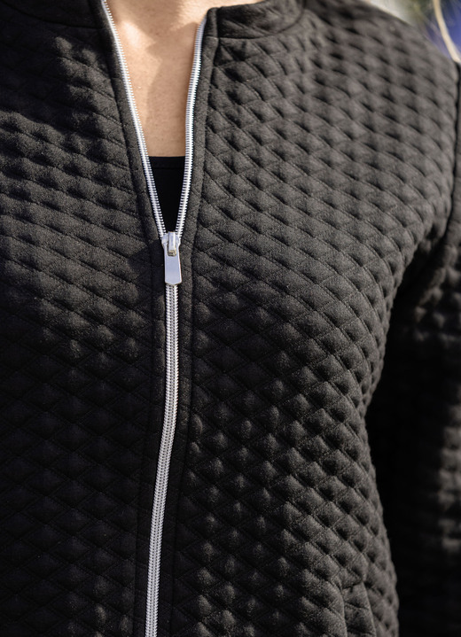 Langarm - Blusenjacke mit Stehkragen Ansicht 2 Langarm - Blusenjacke mit Stehkragen, in Größe 034 bis 050, in Farbe SCHWARZ Ansicht 2
