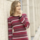 Langarm - Pullover in dekorativem Ringelmuster, in Größe L(44/46) bis XS(32/34), in Farbe BORDEAUX-ROT-MULTICOLOR – Farbe BORDEAUX-ROT-MULTICOLOR – Ansicht 1