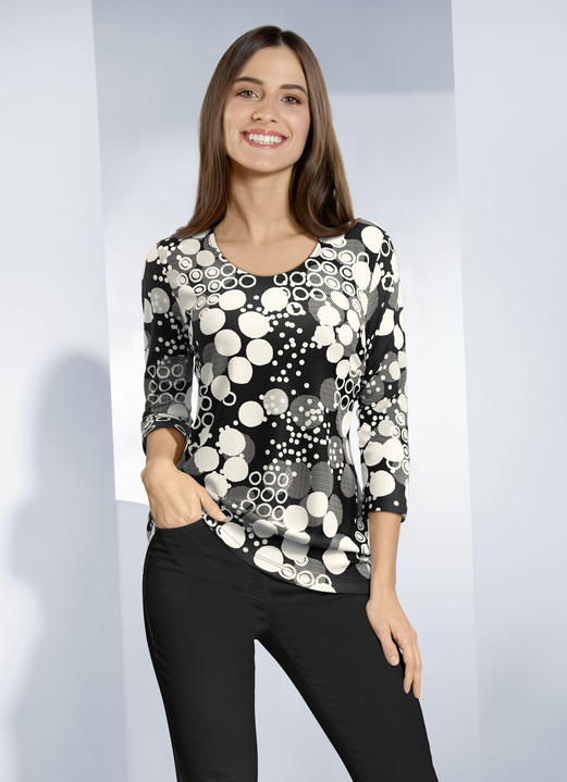 Shirts - Shirt mit Allover-Druck, in Größe 036 bis 052, in Farbe SCHWARZ-ECRU