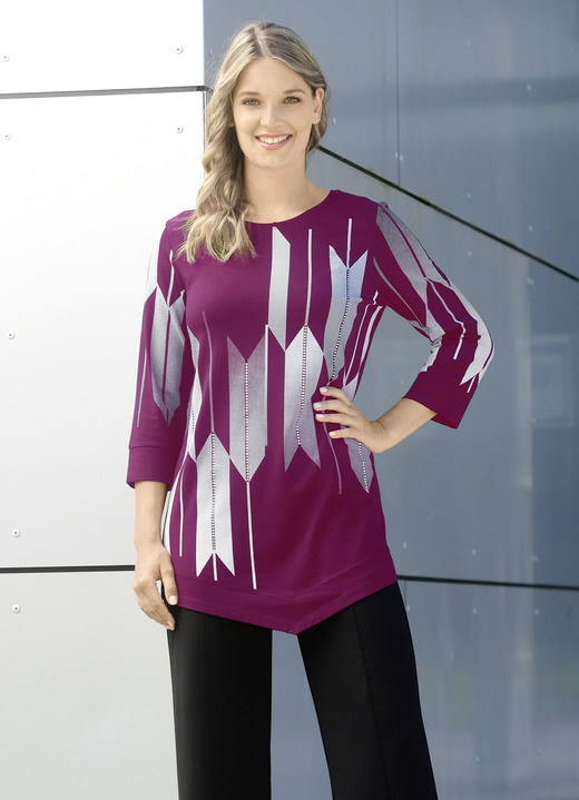 3/4-Arm - Shirt mit Kontrastdruck, in Größe 038 bis 054, in Farbe SCHWARZ-WEISS Ansicht 8