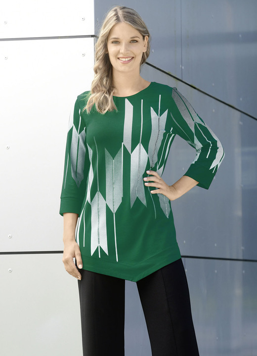 3/4-Arm - Shirt mit Kontrastdruck, in Größe 038 bis 054, in Farbe SCHWARZ-WEISS Ansicht 6