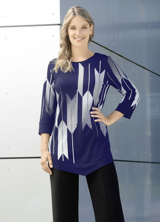 3/4-Arm - Shirt mit Kontrastdruck, in Größe 038 bis 054, in Farbe SCHWARZ-WEISS Ansicht 10