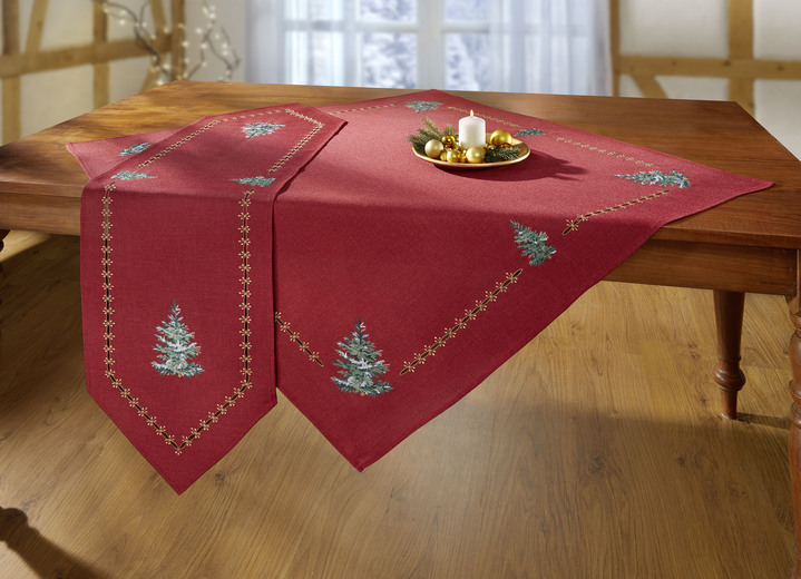 Heimtextilien - Tisch- und Raumdekoration mit Glitzergarn, in Größe 135 (2 Platzsets, 30/ 45 cm) bis 404 (Kissenbezug, 40/ 40 cm), in Farbe ROT Ansicht 3