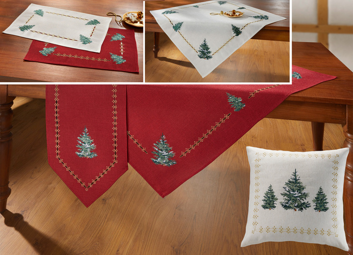 Heimtextilien - Tisch- und Raumdekoration mit Glitzergarn, in Größe 135 (2 Platzsets, 30/ 45 cm) bis 404 (Kissenbezug, 40/ 40 cm), in Farbe ROT Ansicht 1