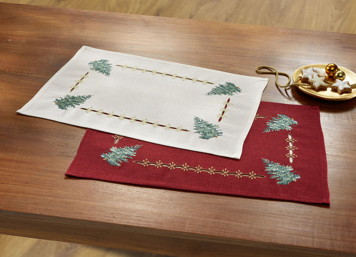 Heimtextilien - Tisch- und Raumdekoration mit Glitzergarn, in Größe 135 (2 Platzsets, 30/ 45 cm) bis 404 (Kissenbezug, 40/ 40 cm), in Farbe ROT Ansicht 2