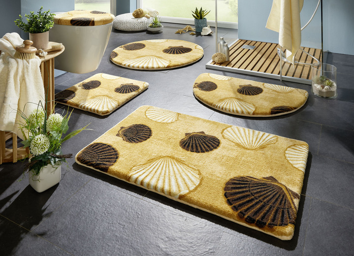 Badgarnituren - Badvorleger mit rutschhemmender Rückseite, in Größe 100 (Vorleger halbrund, 50/ 80 cm) bis 112 (Motiv-WC-Deckelbezug mit Kordel, 47/ 50 cm), in Farbe GOLD Ansicht 2