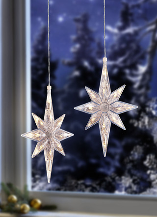 Beleuchteter Kristall-Stern, 2er-Set