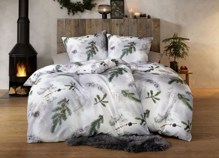 Bettwäschegarnituren - Beidseitig bedruckte Bettwäsche-Garnitur von Estella, in Größe 112 (80/80 cm + 135/200 cm) bis 115 (80/80 cm + 155/220 cm), in Farbe SILBER Ansicht 2