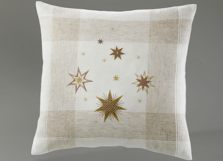 Tischdecken - Tisch- und Raumdekoration mit Sternendessin, in Größe 101 (Deckchen, 35/ 50 cm) bis 404 (Kissenbezug, 40/ 40 cm), in Farbe SEKT-GOLD Ansicht 6