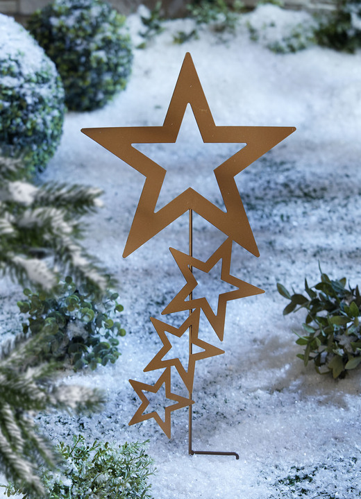 Garten - Gartenstecker Sterne aus rostfarbenem Metall, in Farbe ROST