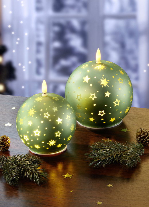 Weihnachtliche Dekorationen - LED-Kerzen im 2er-Set, in Farbe GRÜN