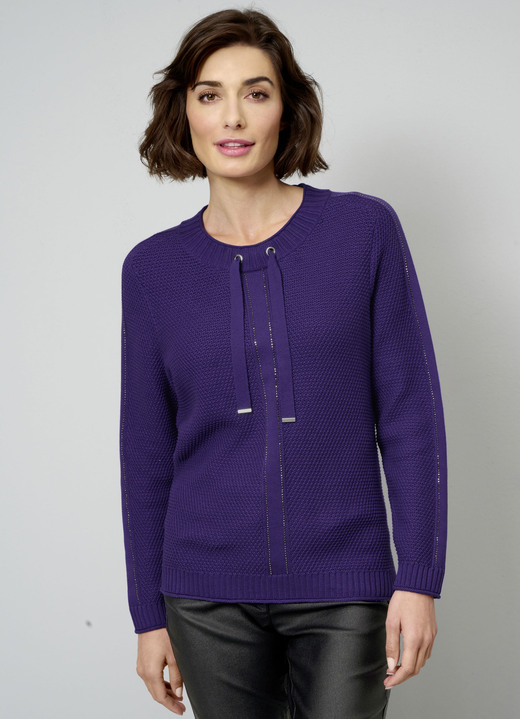 Pullover & Strickmode - Pullover aus reiner Baumwolle, in Größe 038 bis 048, in Farbe LILA Ansicht 1