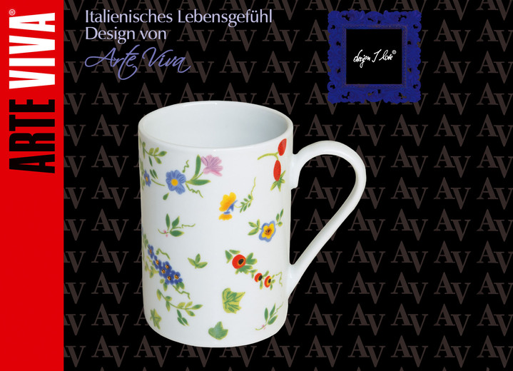 Wohnaccessoires - Porzellan-Geschirr Millefiori aus hochwertigem weißen Porzellan Ansicht 2 Wohnaccessoires - Porzellan-Geschirr Millefiori aus hochwertigem weißen Porzellan, in Farbe , in Ausführung Henkelbecher Millefiori, 6er-Set Ansicht 2