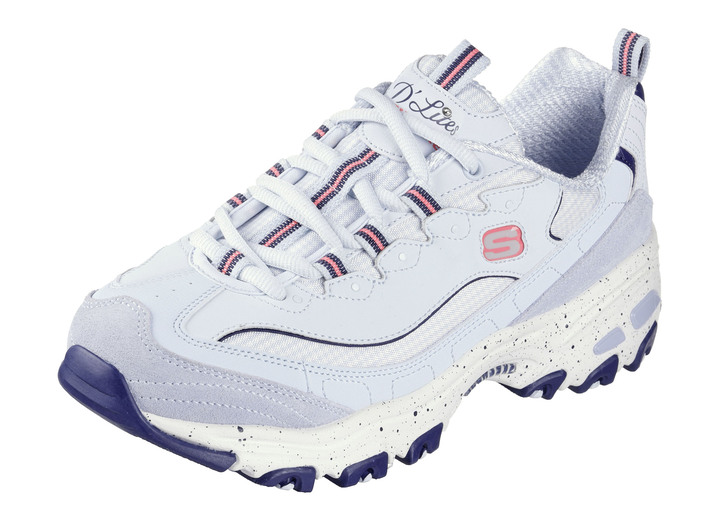 Slipper & Schnürschuhe - SKECHERS Schnür-Sneaker mit Veloursleder-Besätzen, in Größe 036 bis 041, in Farbe BLAU-PINK Ansicht 1