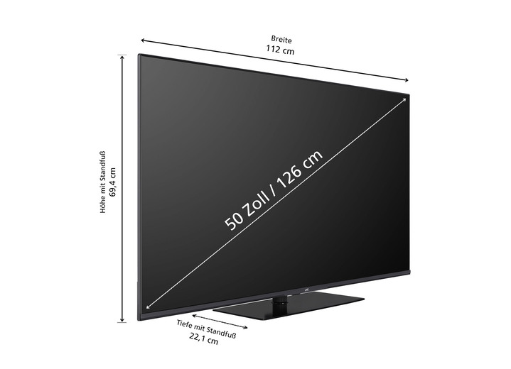 Fernseher - JVC LT-VGQ8255 4K-Ultra-HD QLED-Fernseher Ansicht 2 Fernseher - JVC LT-VGQ8255 4K-Ultra-HD QLED-Fernseher, in Farbe SCHWARZ Ansicht 2