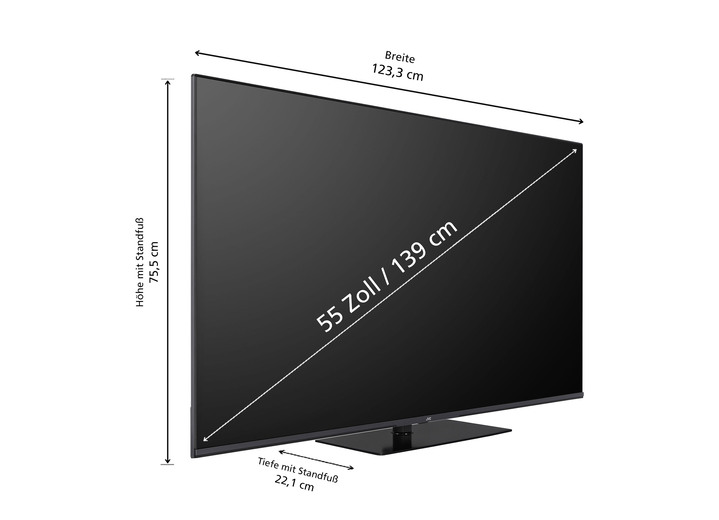 Fernseher - JVC LT-VGQ8255 4K-Ultra-HD QLED-Fernseher Ansicht 4 Fernseher - JVC LT-VGQ8255 4K-Ultra-HD QLED-Fernseher, in Farbe SCHWARZ Ansicht 4