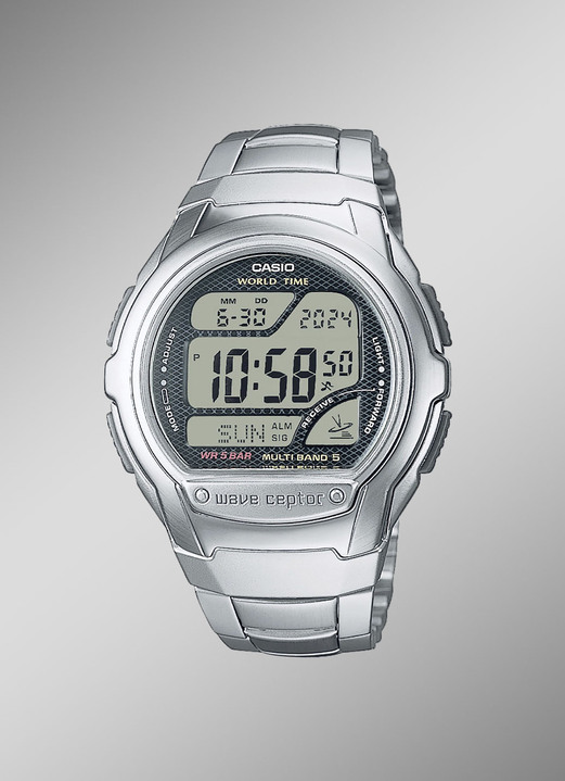 Funkuhren/Solaruhren - Casio Funk-Digital-Herrenuhr Ansicht 3 Funkuhren/Solaruhren - Casio Funk-Digital-Herrenuhr, in Farbe , in Ausführung mit Silikonband und Dornschließe Ansicht 3