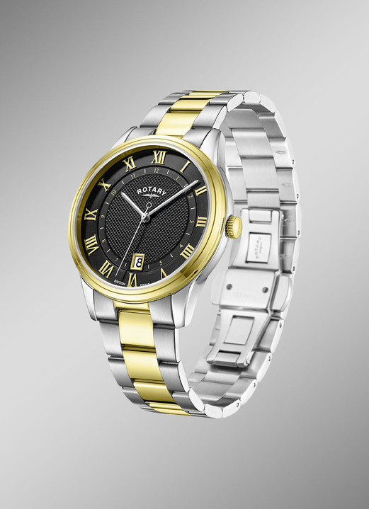 Quartzuhren - Rotary Quartz-Herrenuhr in Bicolor, in Farbe  Ansicht 2