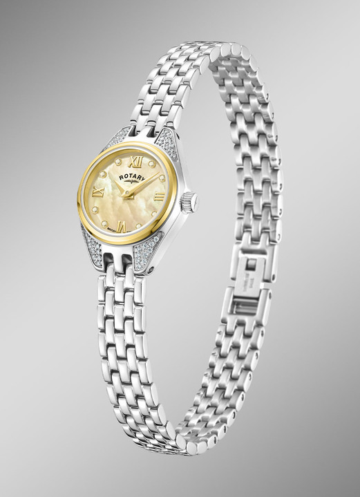 Quartzuhren - Rotary Quartz-Damenuhr mit Perlmutt-Zifferblatt, in Farbe  Ansicht 2