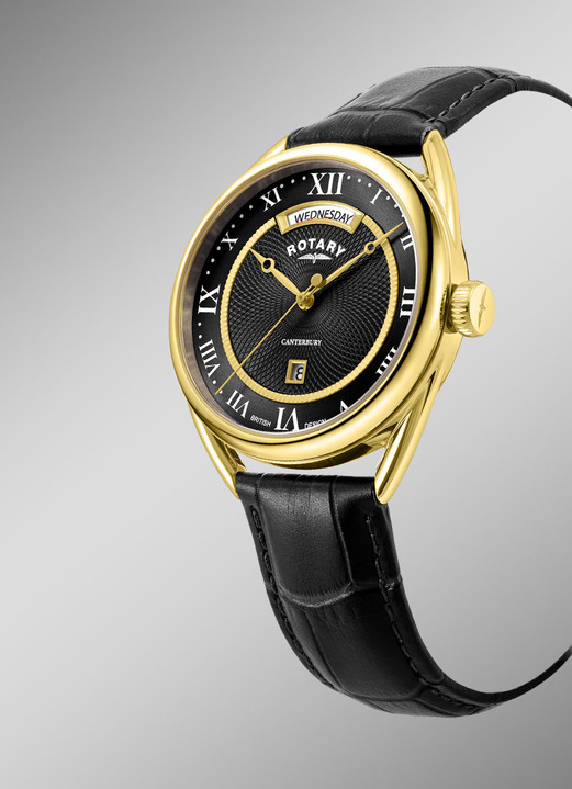 Quartzuhren - Rotary Quartz-Herrenuhr mit Lederband, in Farbe  Ansicht 2