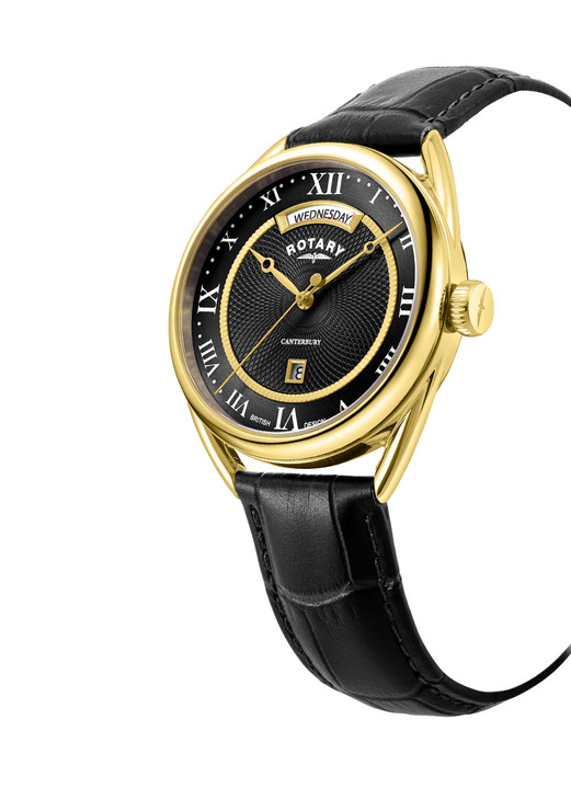 Quartzuhren - Rotary Quartz-Herrenuhr mit Lederband, in Farbe  Ansicht 5