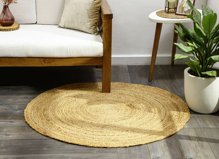 Modern - Pflegeleichte Brücken und Teppiche aus 100% Jute Ansicht 4 Modern - Pflegeleichte Brücken und Teppiche aus 100% Jute, in Größe 101 (Brücke 40x60 cm) bis 308 (Teppich rund ø 200 cm), in Farbe NATUR Ansicht 4