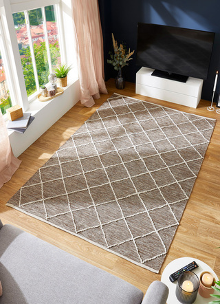 Modern - Moderne Brücken und Teppiche aus 100% Baumwolle – Farbe BRAUN – Ansicht  Modern - Moderne Brücken und Teppiche aus 100% Baumwolle, in Größe 113 (Brücke, 70x140 cm) bis 256 (Teppich, 170x240 cm), in Farbe BRAUN – Farbe BRAUN – Ansicht