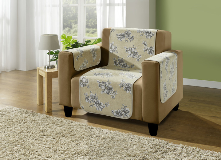 Sessel- & Sofaüberwürfe - Hochwertige Wohnaccessoires mit Bandeinfassung, in Größe 101 (Sesselschoner, 50x150 cm) bis 865 (2 Armlehnenschoner, 50x 70 cm), in Farbe BEIGE Ansicht 1
